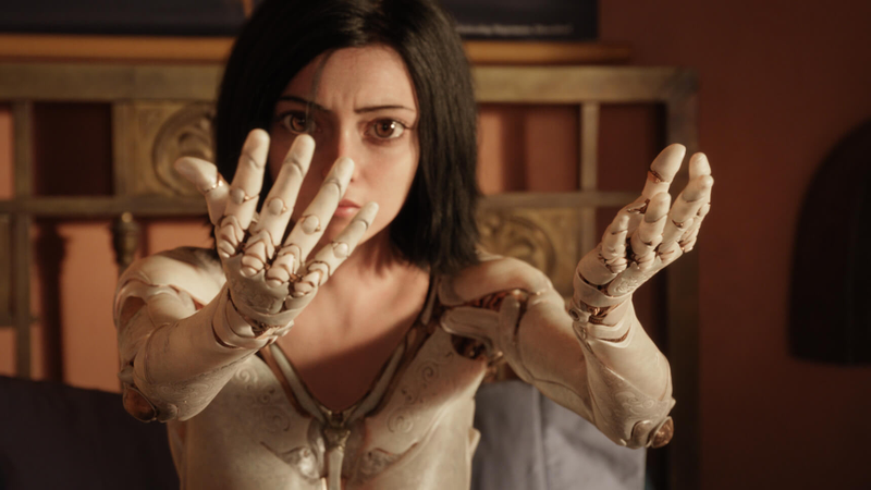 Alita waking up in her new body.